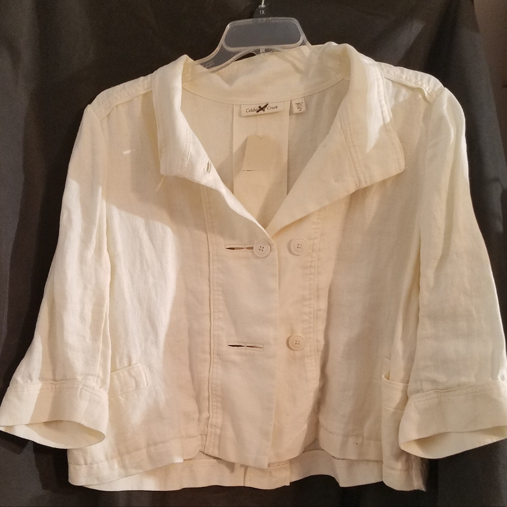 Coldwater Creek PXL NWT Linen Cream Jacket